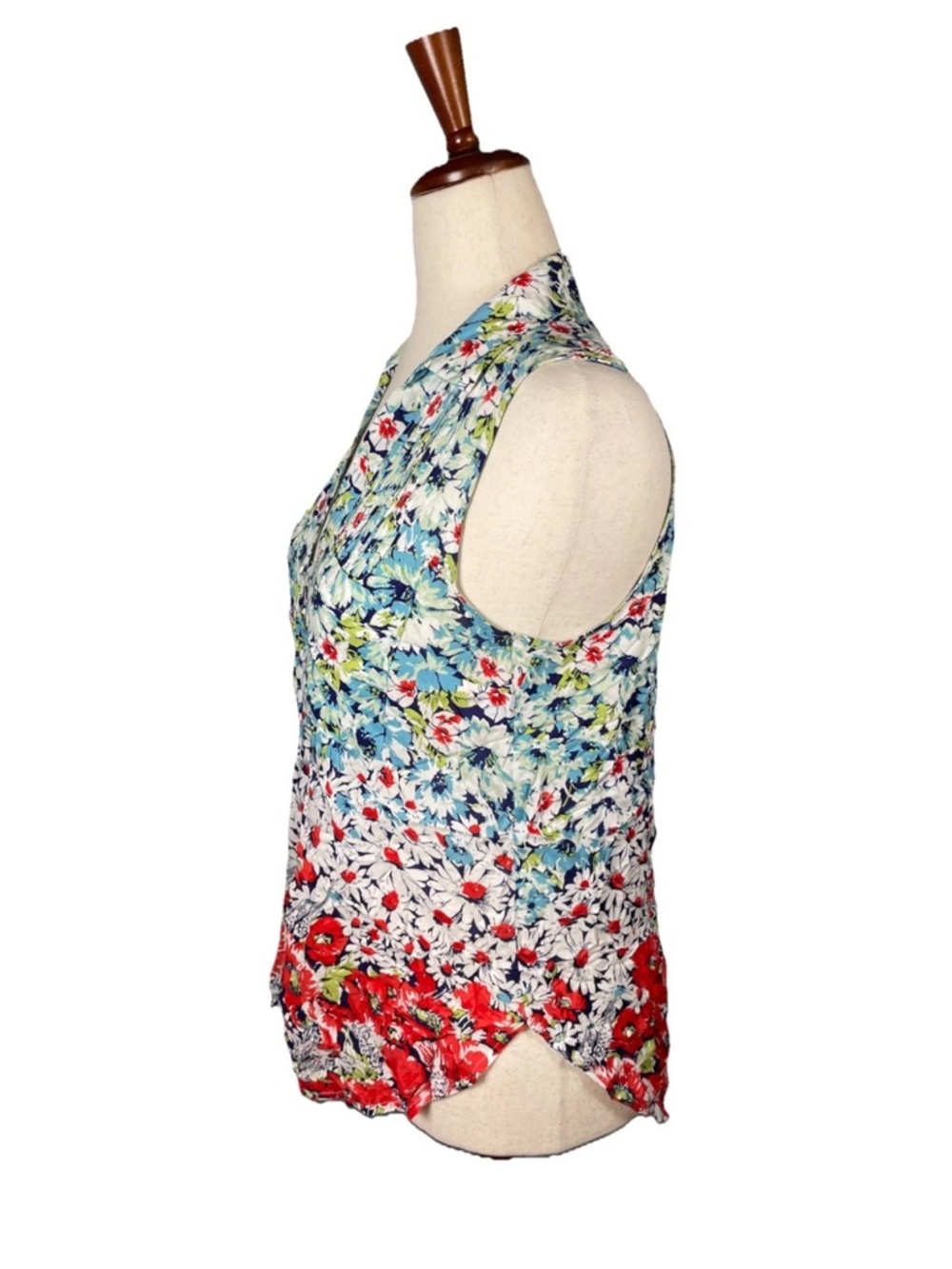 Anthropologie 6 of 52 Conversations Floral Button Up Sleeveless Top Size Small - Picture 2 of 6